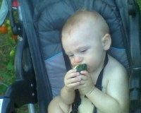 Nate eating a cuke.