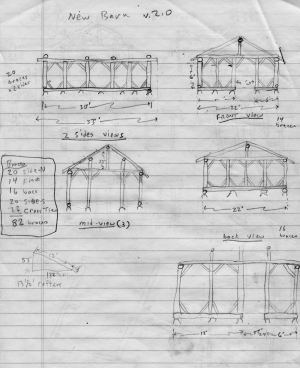 Revised sketch of New Barn frame.